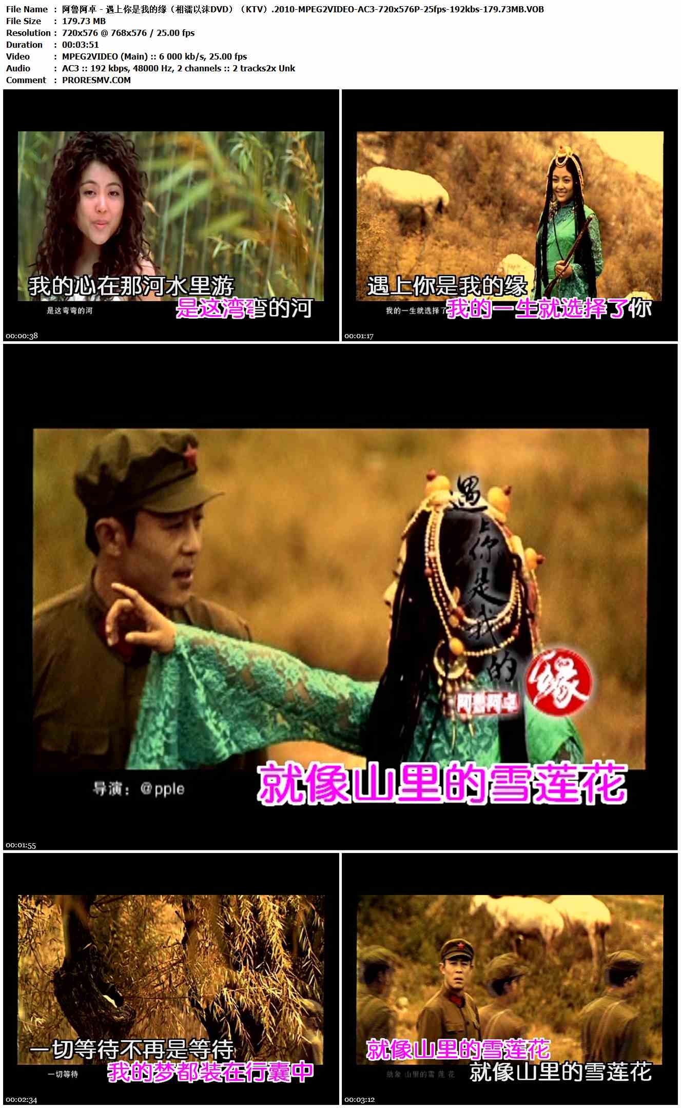 阿鲁阿卓 - 遇上你是我的缘（相濡以沫DVD）（KTV）.2010-MPEG2VIDEO-AC3-720x576P-25fps-192kbs-179.73MB官方MV_高清MV